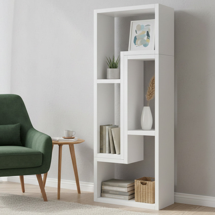 BAIER Pure White 22" Wide x 47" Height Versatile Bookcase (RTA)