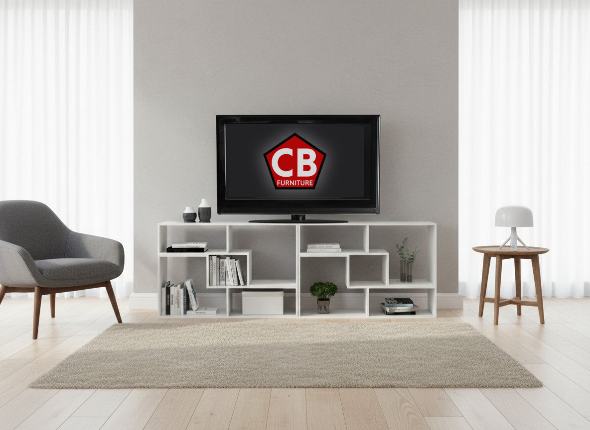 BAIER Pure White 95" Wide x 33" Height Versatile TV Stand