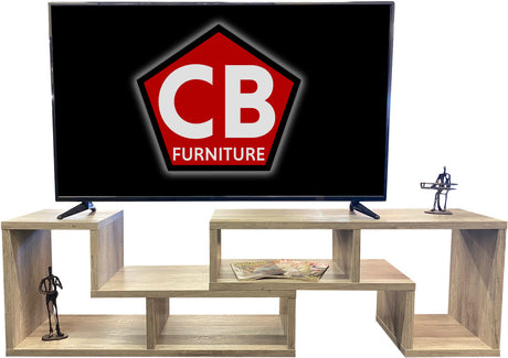 BAIER Light Gray 84" Wide x 16" Height Adjustable TV Stand (RTA)