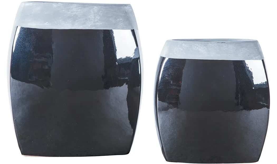 BALKA Black Nickel 11" Height Vase Pair