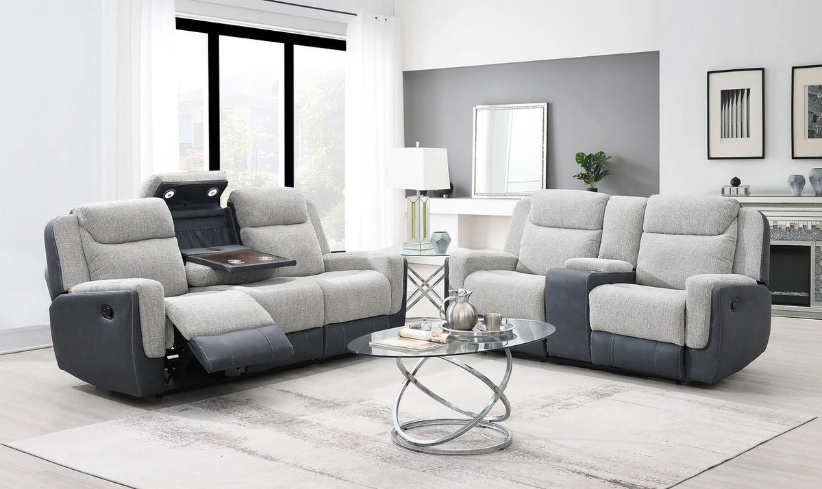 BANDERA Gray Power Reclining Sofa & Loveseat
