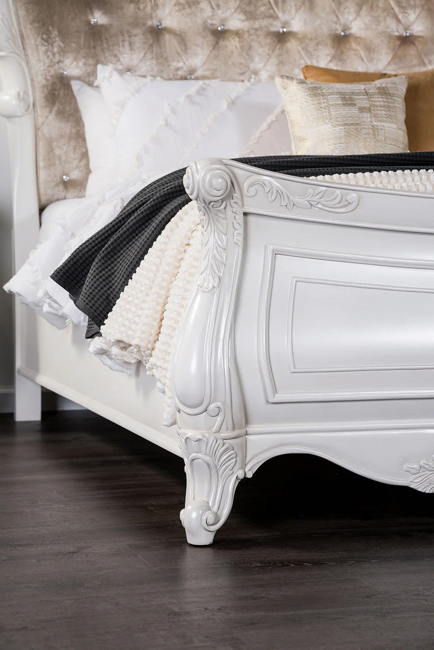 BARBAROSA White 77" Height Upholstered Sleigh Bed