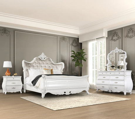 BARBAROSA White 77" Height Upholstered Sleigh Bed
