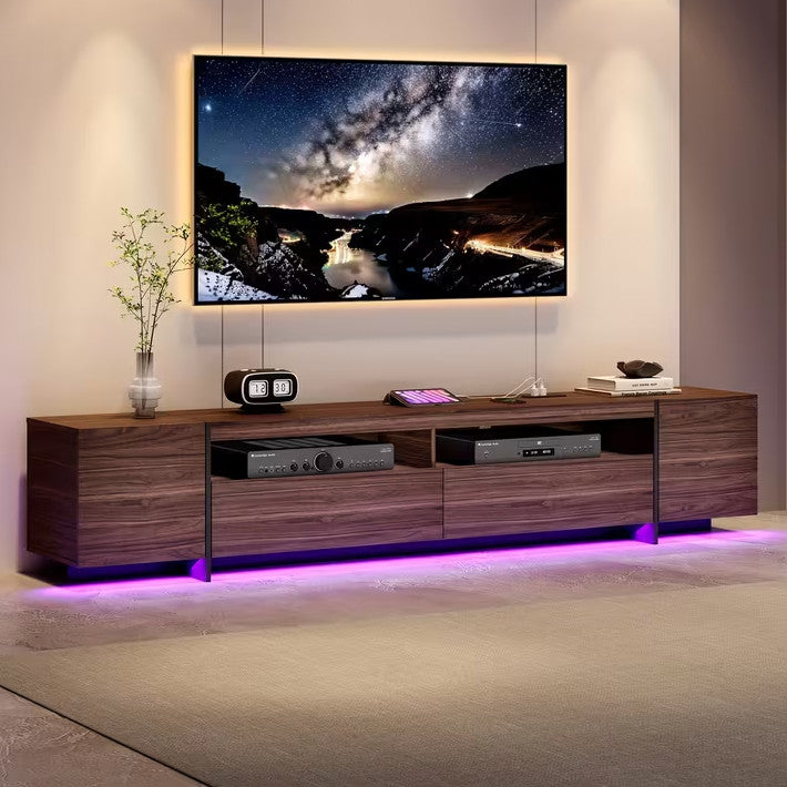 BARDIN Brown 96" Wide x 15" Height TV Stand (RTA)
