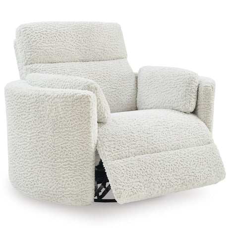 BARRERA Light Silver 52" Wide x 41" Oversized Swivel Power Recliner
