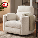 BARRERA Light Silver 52" Wide x 41" Oversized Swivel Power Recliner