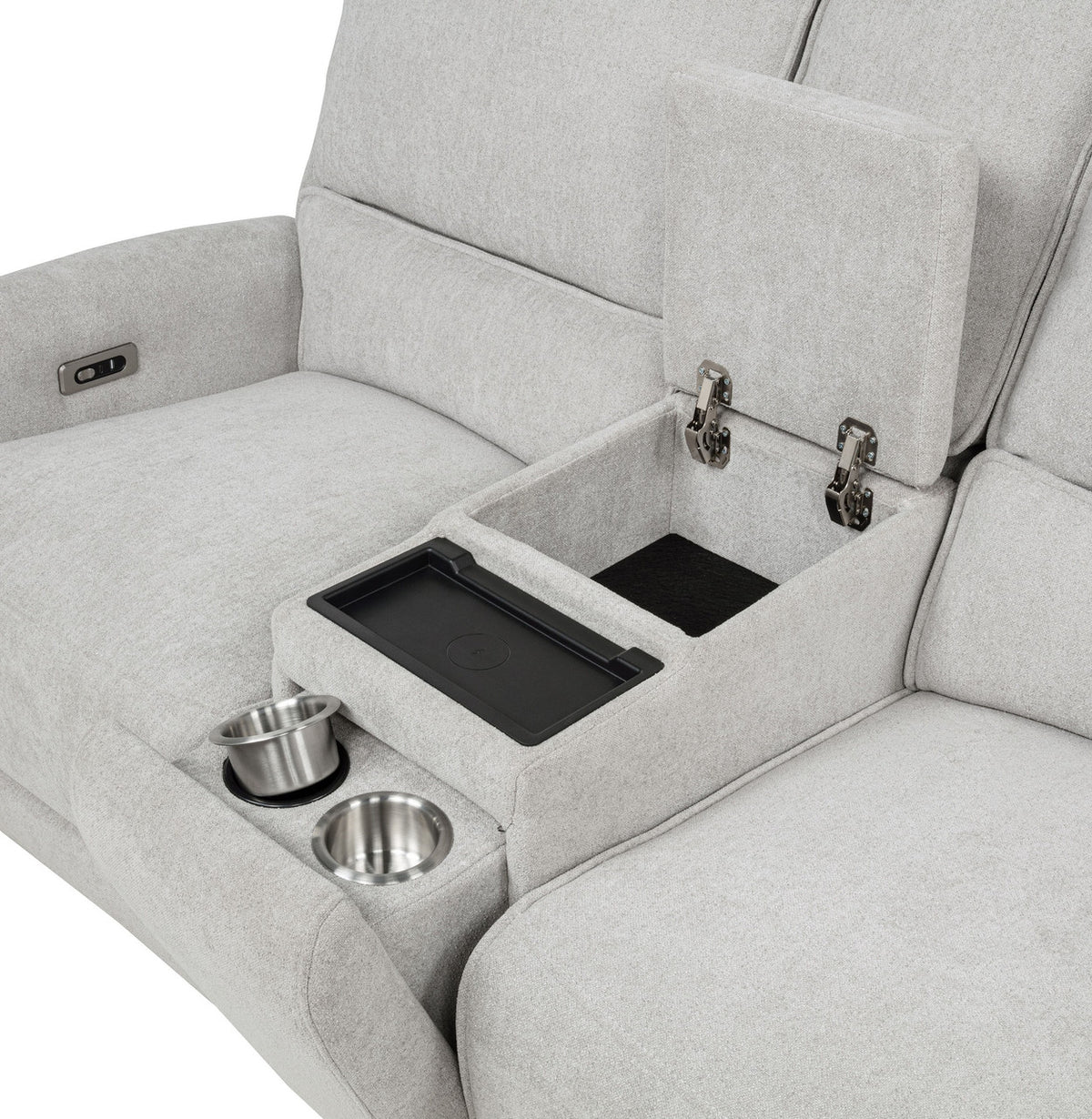 BARRETT Light Gray Fabric Power Reclining Sofa & Loveseat