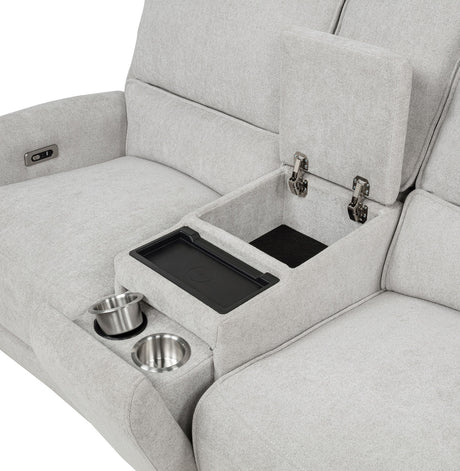 BARRETT Light Gray Chenille Power Reclining Sofa & Loveseat