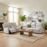 BARRETT Light Gray Chenille Power Reclining Sofa & Loveseat