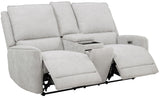 BARRETT Light Gray Chenille 71" Wide x 40" Height Power Reclining Loveseat