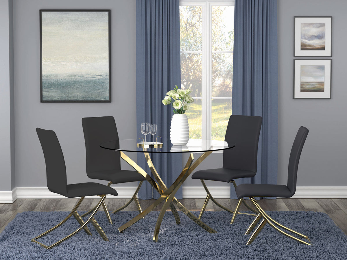 BARRETT-LEZIA Black & Gold 5 Piece Dining Set