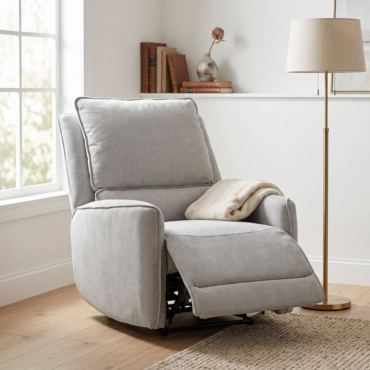 BARRETT Light Gray Chenille 36" Wide x 40" Height Rocker Recliner