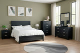 BASTINA Black Complete Bedroom Set (Bed, Nightstand, Dresser, Mirror, and Chest)