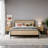 BAUER Black Metal & Rattan 52" Height Bed