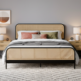 BAUER Black Metal & Rattan 52" Height Bed