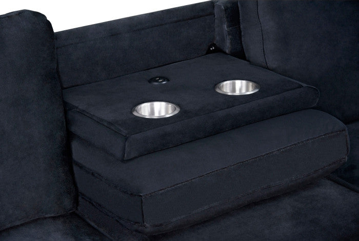 BAUTISTA Dark Gray 77" x 53" Reversible Sofa Chaise with Charging Console