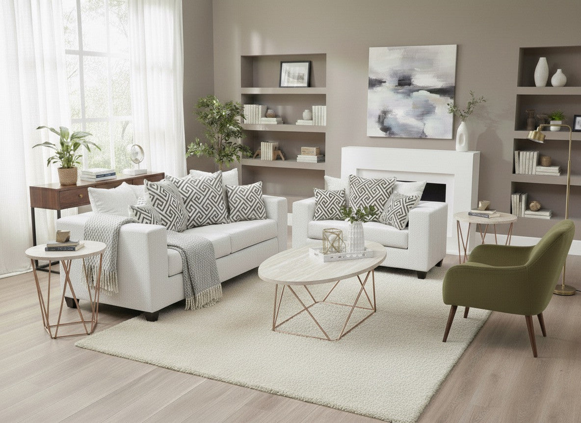 BAYRON Off-White Sofa & Loveseat