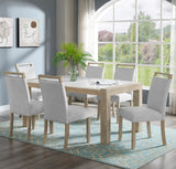 BAYSIDE Greige Real Marble 7 Piece Dining Set