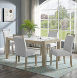 BAYSIDE Greige Real Marble 5 Piece Dining Set
