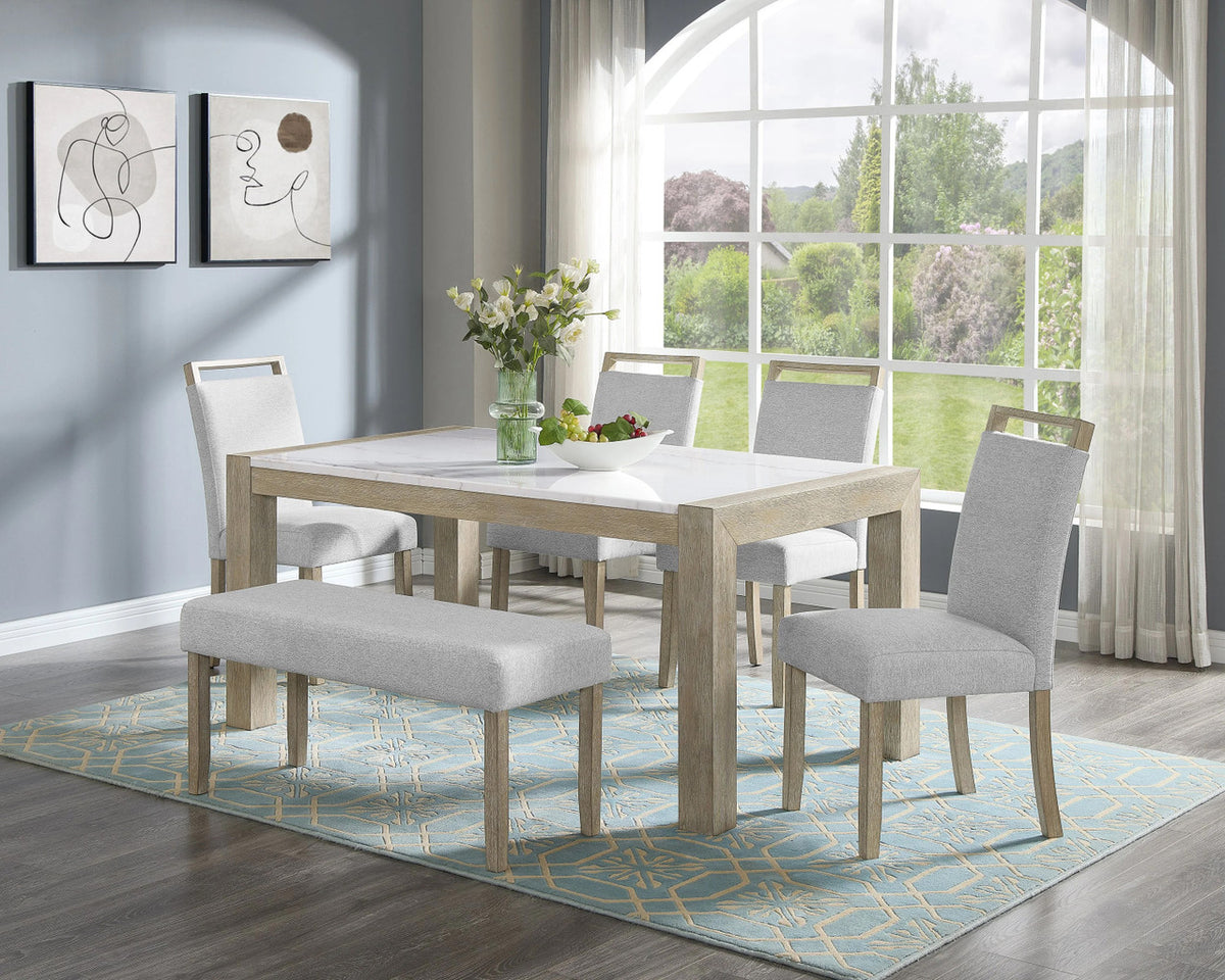 BAYSIDE Greige Real Marble 66" Wide x 38" Depth Dining Table