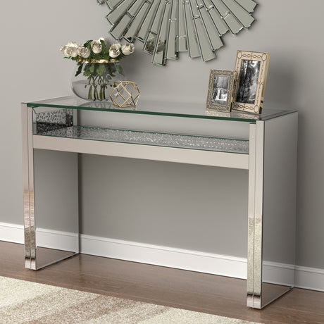 BEDAZEL Mirrored 48" Wide LED Sofa Table