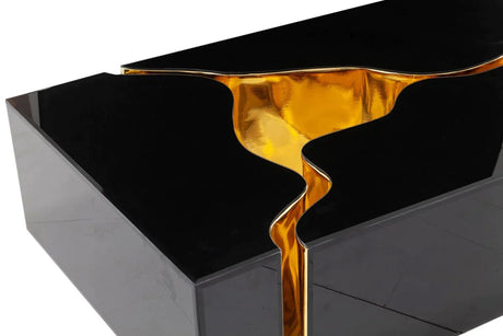 BEIGA Black & Gold 48" Wide Coffee Table