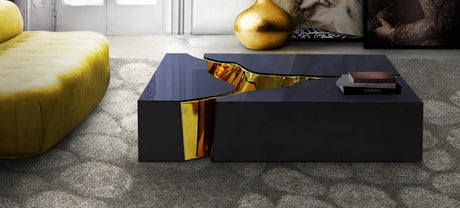 BEIGA Black & Gold 48" Wide Coffee Table