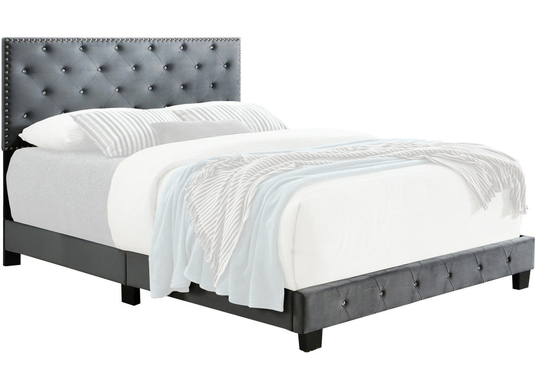 BEKEI Light Gray Velvet 48" Height Bed