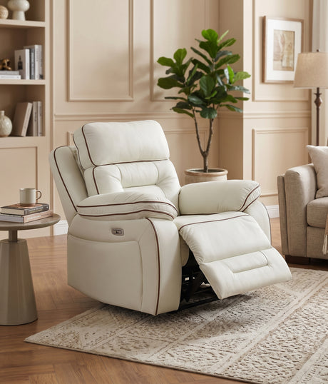 BELANOVA White Faux-Leather 42" Wide x 40" Depth Power Recliner