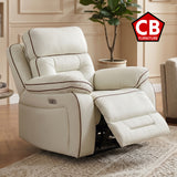 BELANOVA White Faux-Leather 42" Wide x 40" Depth Power Recliner