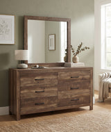 BELEME Brown 59" Wide x 73" Height Dresser & Mirror