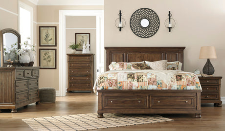 BELTON Light Brown Platform Storage Sleigh Bed
