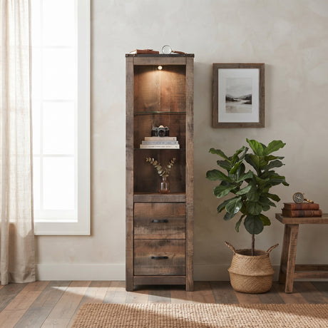 BENNI Rustic Brown 21" Wide x 73" Height Tall Pier with Light