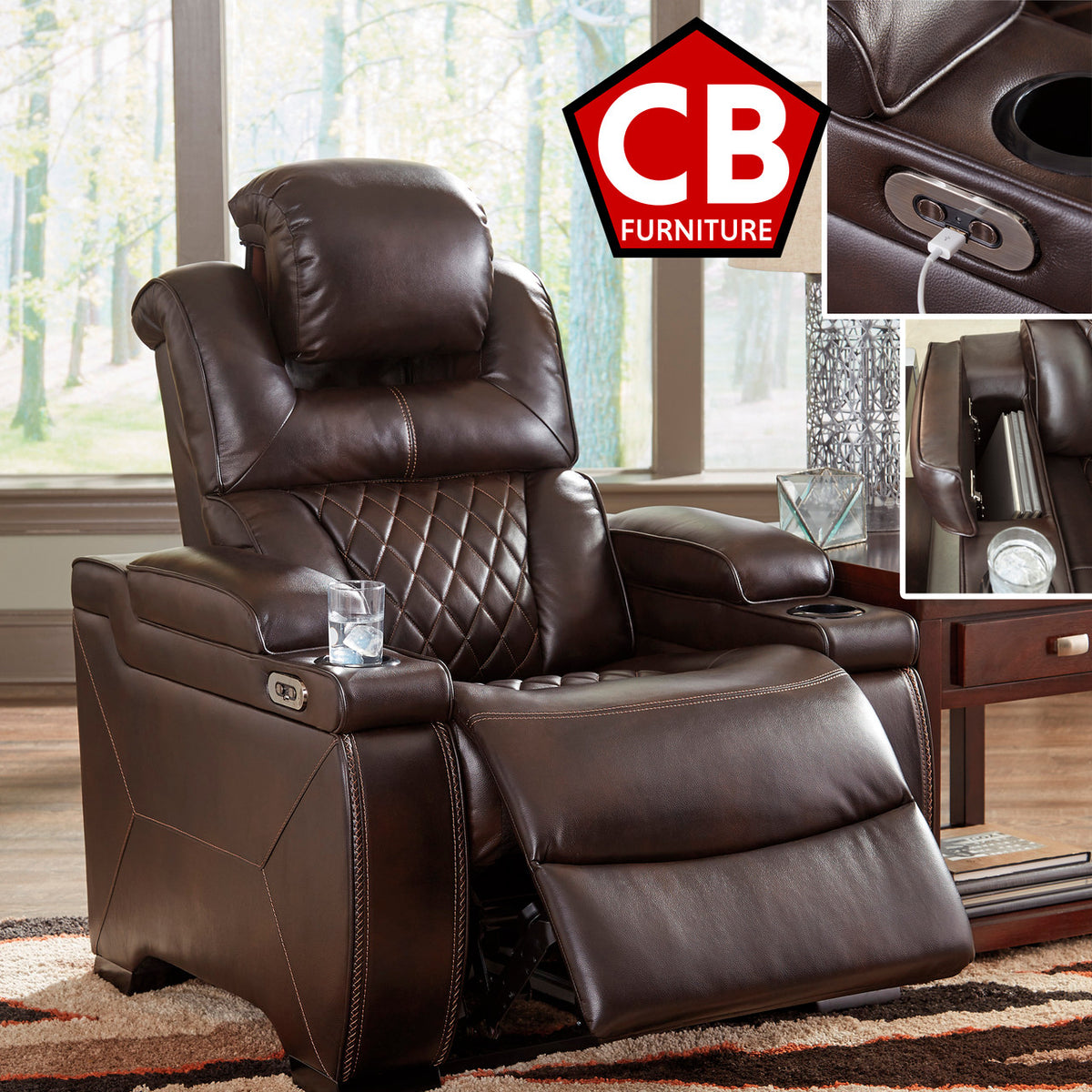 BENTLEY 37" Wide x 44" Height Power Recliner