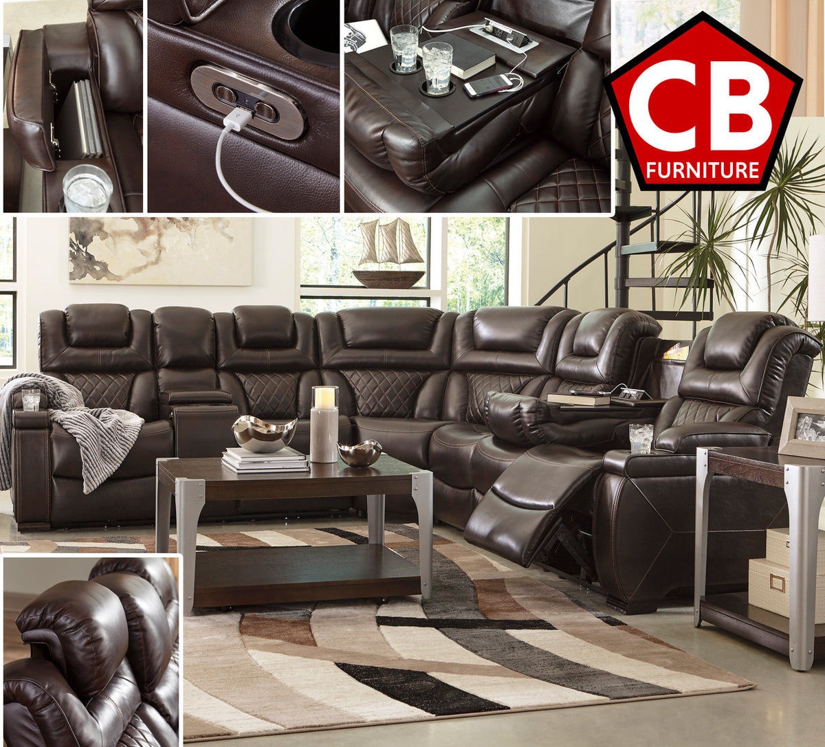 BENTLEY 128" Wide Power Reclining Sectional