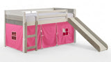 BENTON White 44" Height Twin Loft With Slide & Pink Tent