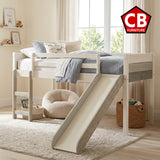 BENTON White 44" Height Twin Loft Bed with Slide