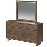 BERKLEY Walnut 65" Wide Dresser & Mirror with LED Lights