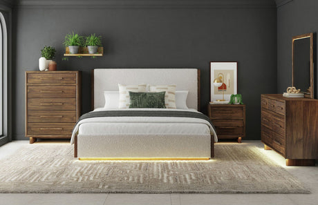 BERKLEY Boucle 60" Height Bed with LED Footboard