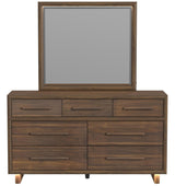 BERKLEY Walnut 65" Wide Dresser & Mirror with LED Lights