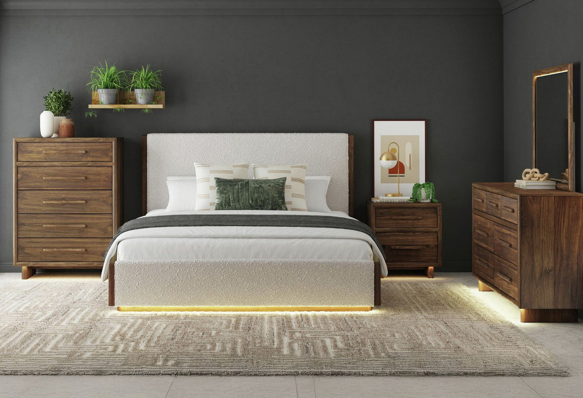 BERKLEY Boucle 60" Height Bed with LED Footboard