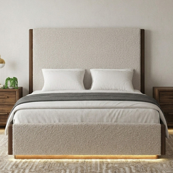 BERKLEY Boucle 60" Height Bed with LED Footboard