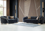BETHANY Black Velvet Sofa & Loveseat