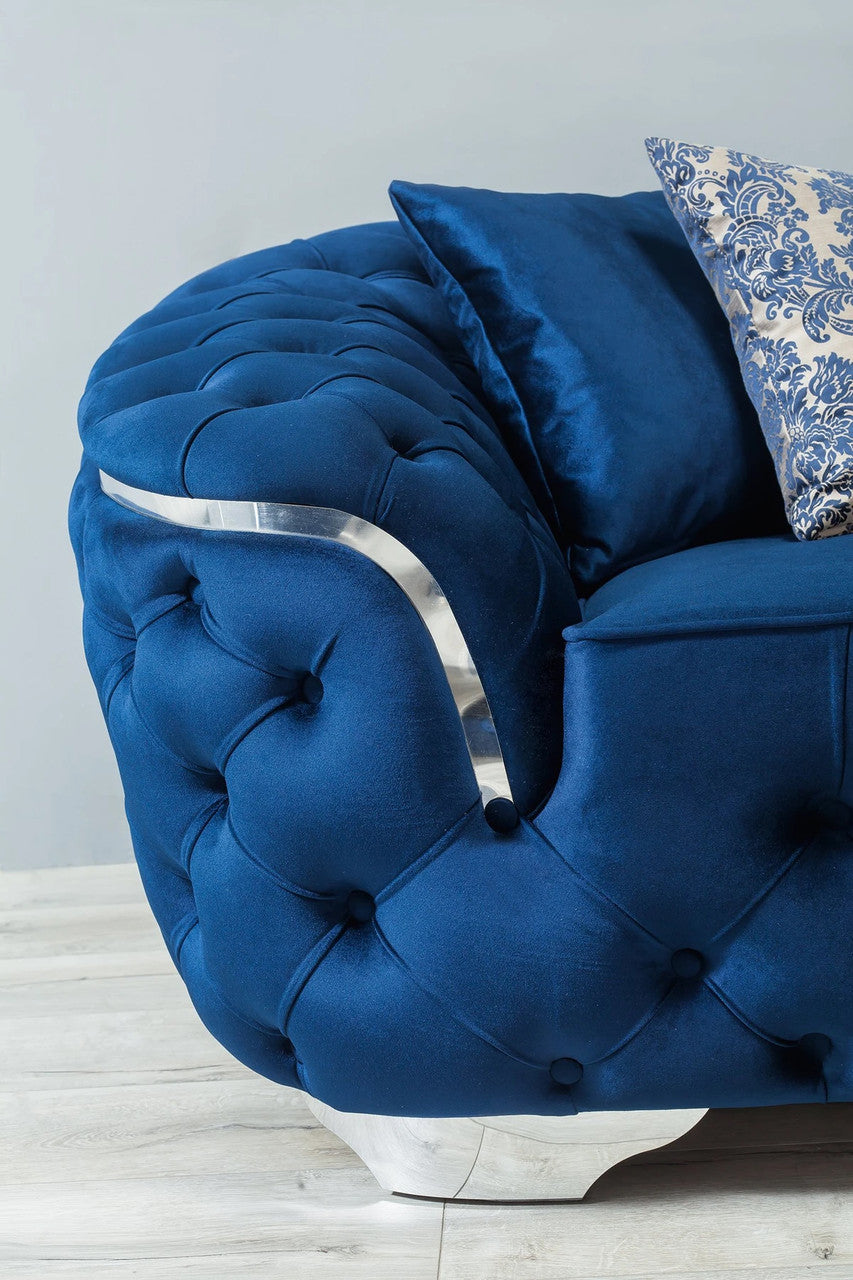 BETHANY Blue Velvet Sofa & Loveseat