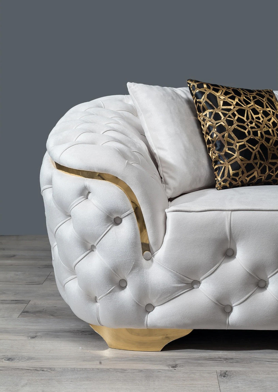 BETHANY Cream Velvet Sofa & Loveseat