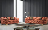 BETHANY Orange Velvet Sofa & Loveseat