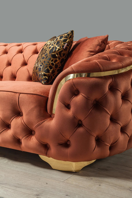 BETHANY Orange Velvet Sofa & Loveseat