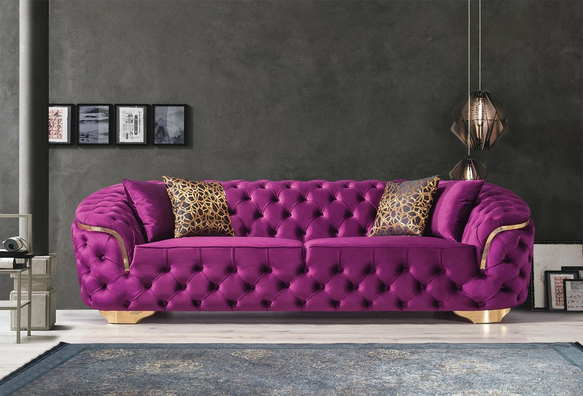BETHANY Purple Velvet Sofa & Loveseat