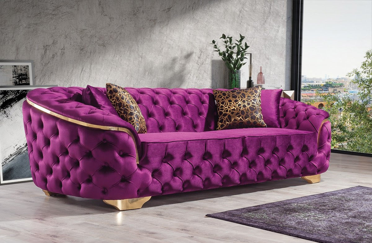 BETHANY Purple Velvet Sofa & Loveseat