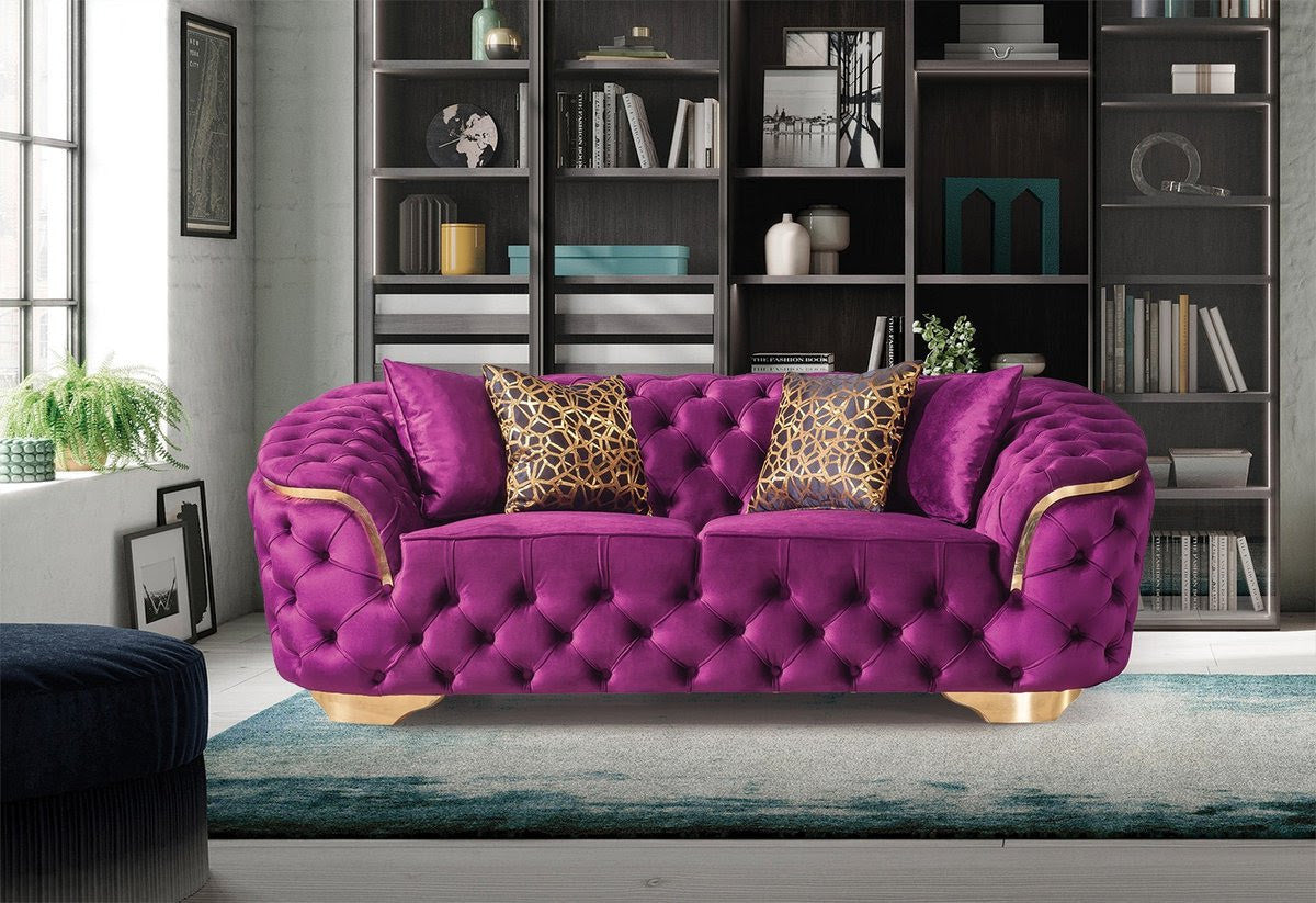 BETHANY Purple Velvet Sofa & Loveseat